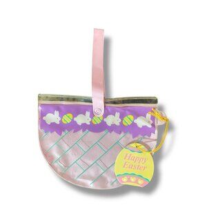 Vintage Original Sanrio Easter Bunny Egg Basket Purse Pouch 1987 W/ Tag 4" x 5"